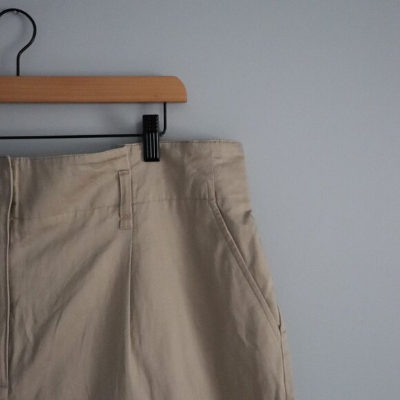 Love & Legend Pleated High Waist Paperbag 18 Beige Linen Office Trouser Pants - Picture 5 of 12